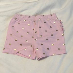 Cute pink and gold hearts shorts with ruffles